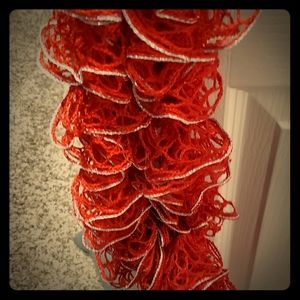 Sashay Red with Silver Lining Ruffle Scarf 🧣